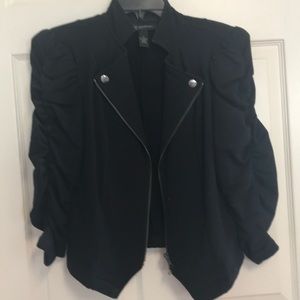 Black jacket with 3/4 length ruched  sleeves